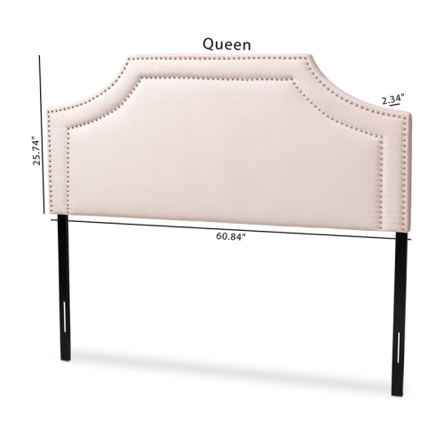 Baxton Studio Avignon Velvet and Wood Queen Headboard in Light Pink