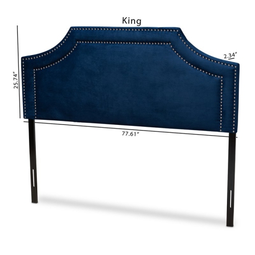 Baxton Studio Avignon Velvet and Wood King Headboard in Navy Blue