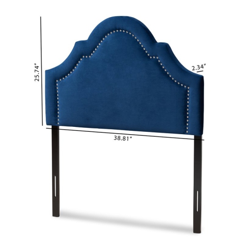 Baxton Studio Rita Velvet and Wood Twin Headboard in Navy Blue