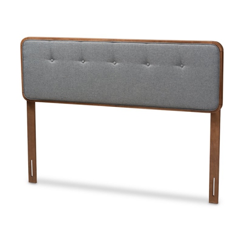 BAXTON STUDIO  Palina Mid-Century Wood Tufted Queen Headboard In Dark In Gray