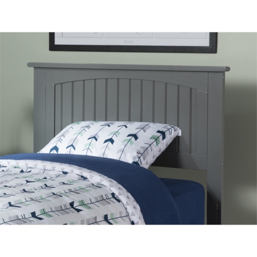 AFI Nantucket Twin Solid Wood Panel Headboard with Device Charger in Grey