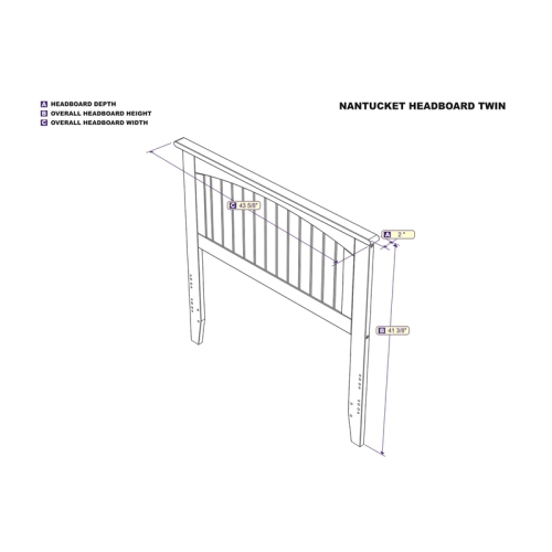 AFI Nantucket Twin Solid Wood Panel Headboard with Device Charger in Grey