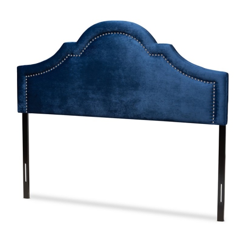 BAXTON STUDIO  Rita Velvet And Wood Queen Headboard In Navy Blue