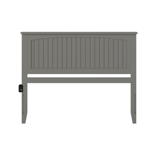 AFI Nantucket Queen Solid Wood Panel Headboard with Device Charger in Gray