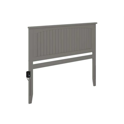 AFI Nantucket Queen Solid Wood Panel Headboard with Device Charger in Gray
