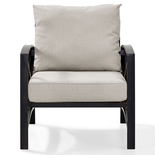 Crosley Kaplan Metal Patio Arm Chair in Oil Bronze and Oatmeal
