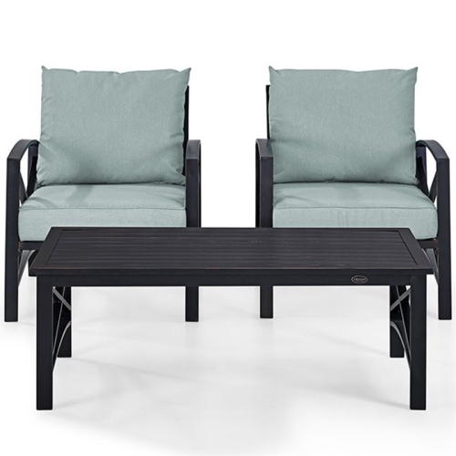Crosley Kaplan 3 Piece Patio Conversation Set in Oil Bronze and Mist