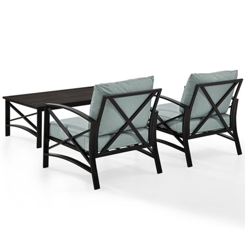 Crosley Kaplan 3 Piece Patio Conversation Set in Oil Bronze and Mist