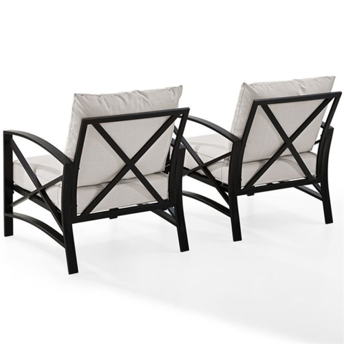 Crosley Kaplan Metal Patio Arm Chair in Oil Bronze and Oatmeal