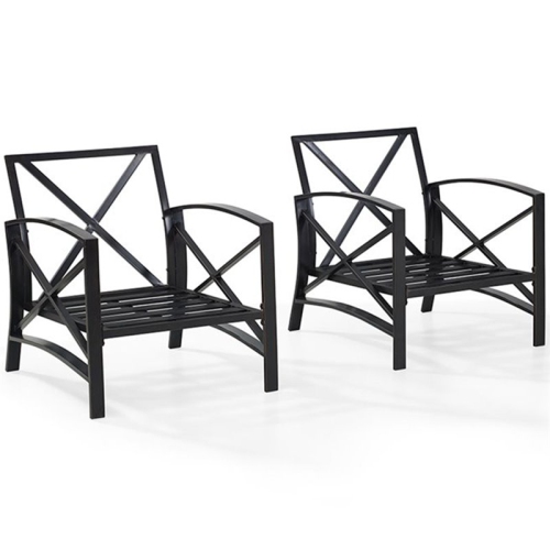 Crosley Kaplan Metal Patio Arm Chair in Oil Bronze and Oatmeal