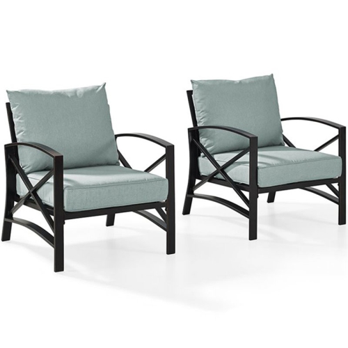 Crosley Kaplan Metal Patio Arm Chair in Oil Bronze and Mist