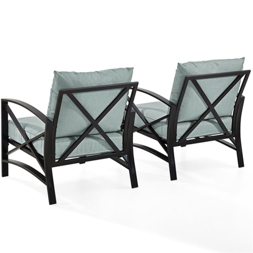 Crosley Kaplan Metal Patio Arm Chair in Oil Bronze and Mist