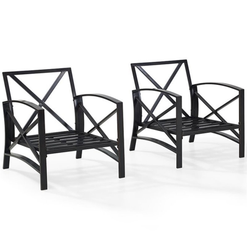 Crosley Kaplan Metal Patio Arm Chair in Oil Bronze and Mist