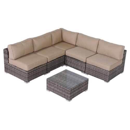 LIVING SOURCE  International 6-Piece Outdoor Set With Cushions In Gray In Brown