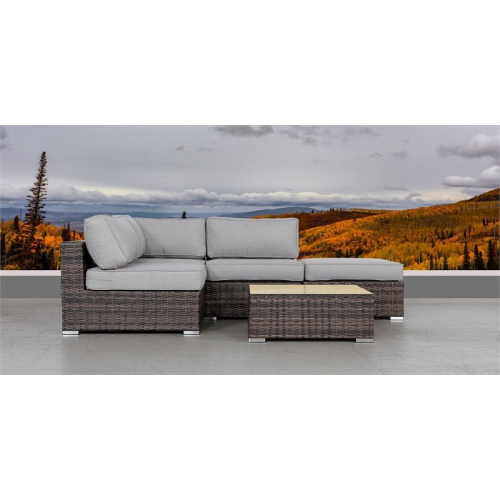 Living Source International 5-Piece Sectional Group with Cushions - Brown/Gray