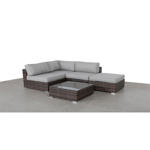 Living Source International 5-Piece Sectional Group with Cushions - Brown/Gray