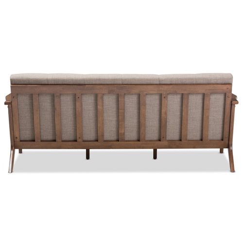 Baxton Studio Bianca Fabric Sofa in Light Gray and Walnut Brown