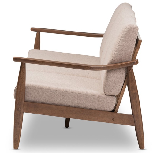 Baxton Studio Venza Fabric Sofa in Light Brown and Walnut Brown