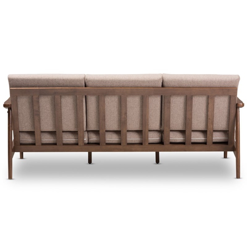 Baxton Studio Venza Fabric Sofa in Light Brown and Walnut Brown