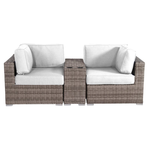 Living Source International 3-Piece Wicker and Patio Set - Gray/Canvas