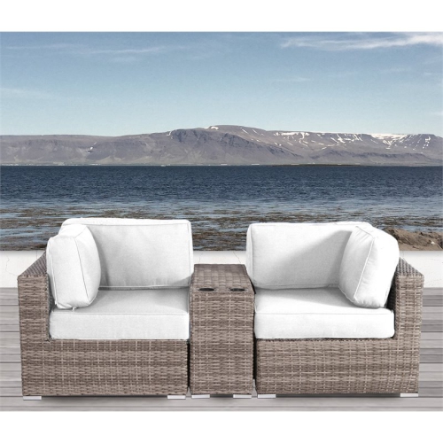 Living Source International 3-Piece Wicker and Patio Set - Gray/Canvas