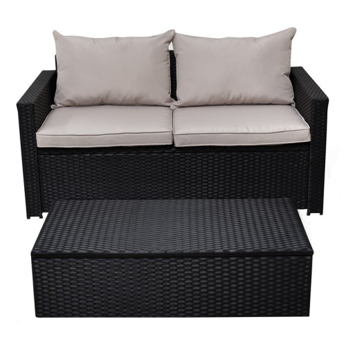 Serta Laguna 2 Piece Wicker Patio Sofa Set in Black