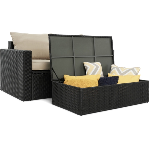 Serta Laguna 2 Piece Wicker Patio Sofa Set in Black