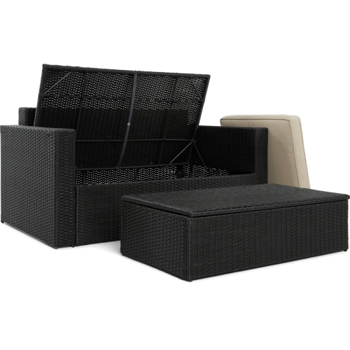 Serta Laguna 2 Piece Wicker Patio Sofa Set in Black