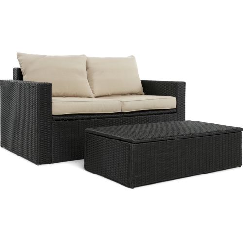 Serta Laguna 2 Piece Wicker Patio Sofa Set in Black