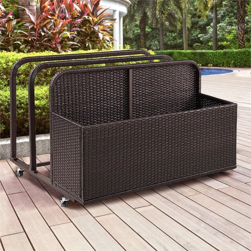 Pemberly Row Wicker Patio Float Caddy in Brown