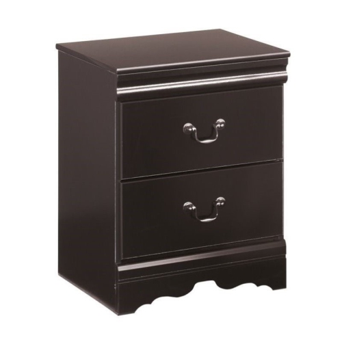 BOWERY HILL  2 Drawer Wood Nightstand In In Black
