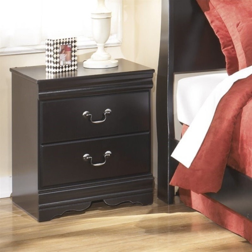 Bowery Hill 2 Drawer Wood Nightstand in Black