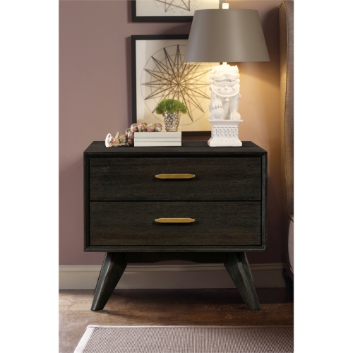 Baly Acacia Mid-Century 2 Drawer Night stand