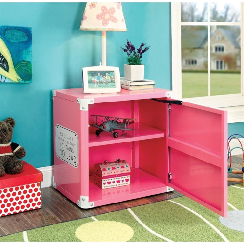 Rosebery Kids Metal Race Car Nightstand in Pink