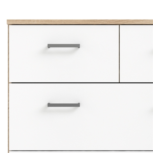 Bowery Hill Engineered Wood Low Profile 8 Drawer Double Dresser in Oak and White