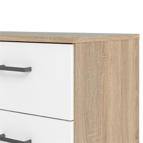 Tvilum Space Low Profile 8 Drawer Double Dresser in Oak Structure & White
