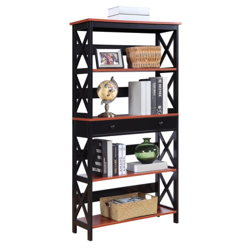 CONVENIENCE CONCEPTS  Oxford Five-Tier Bookcase In Cherry And Wood Finish In Black