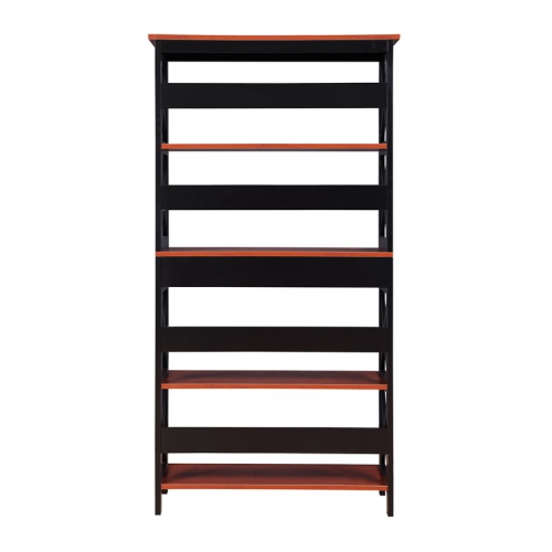 Convenience Concepts Oxford Five-Tier Bookcase in Cherry and Black Wood Finish