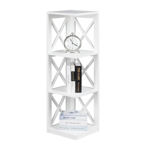 Pemberly Row 3 Shelf Corner Bookcase in White