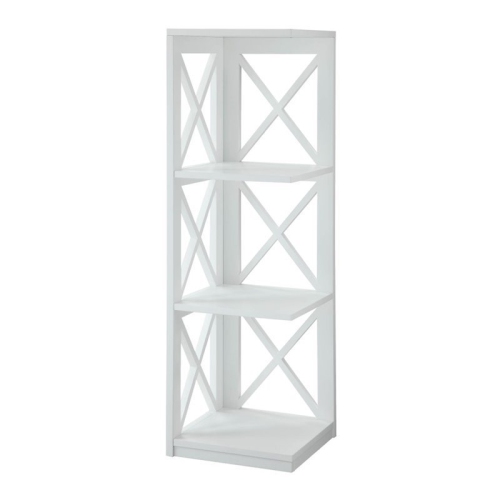 Pemberly Row 3 Shelf Corner Bookcase in White
