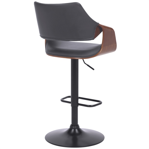 Aspen Adjustable Swivel Grey Faux Leather and Walnut Wood Bar Stool