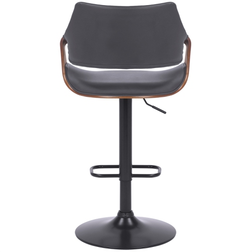 Aspen Adjustable Swivel Grey Faux Leather and Walnut Wood Bar Stool