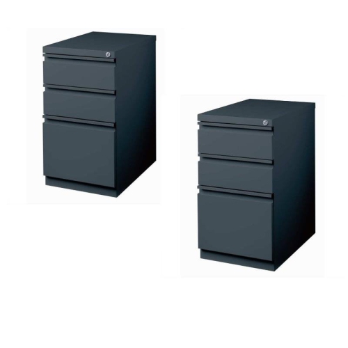 HOME SQUARE  3 Drawer Mobile File Cabinet In In Set Of 2 In Charcoal