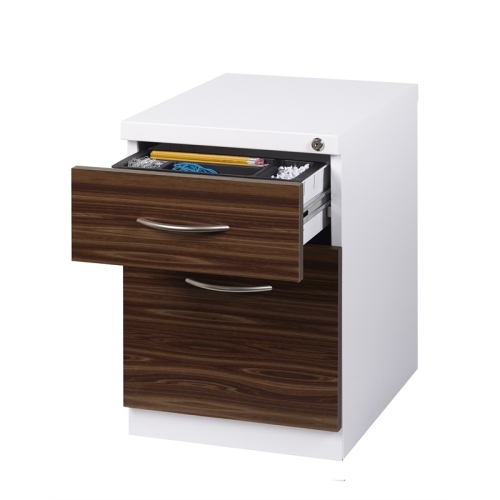 Hirsh 20-in Deep Mobile Pedestal 2-Drawer Metal Box/File. Laminate Drawer White