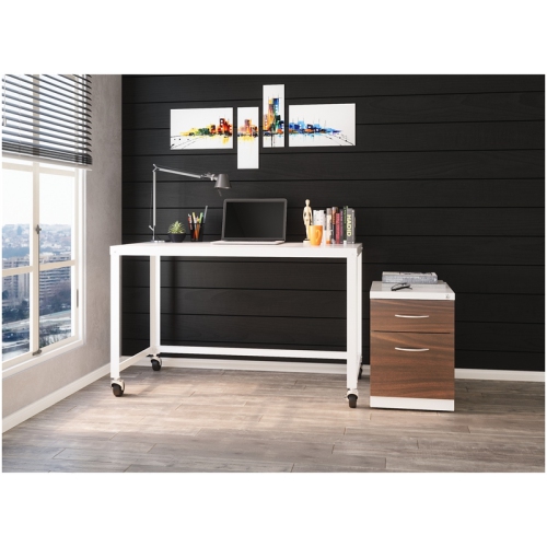 Hirsh 20-in Deep Mobile Pedestal 2-Drawer Metal Box/File. Laminate Drawer White