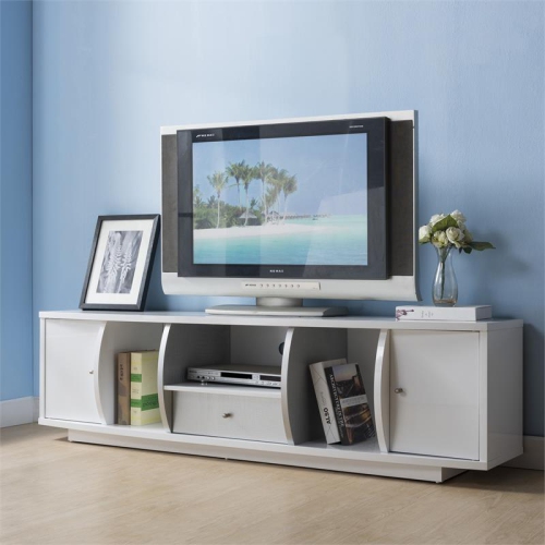 Furniture of America Gather Contemporary Wood 72-Inch TV Stand in Glossy White