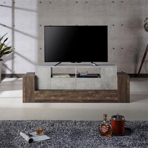 Furniture of America Abdi Wood Multi-Storage TV Stand in Oak and Concrete Gray