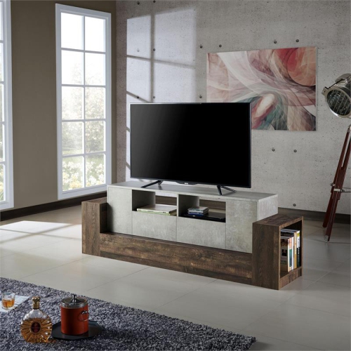 Furniture of America Abdi Wood Multi-Storage TV Stand in Oak and Concrete Gray