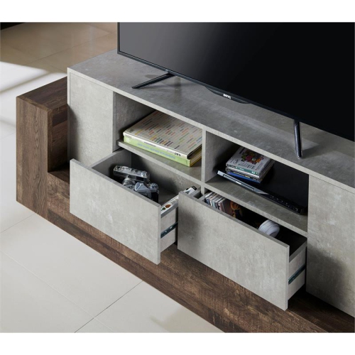 Furniture of America Abdi Wood Multi-Storage TV Stand in Oak and Concrete Gray