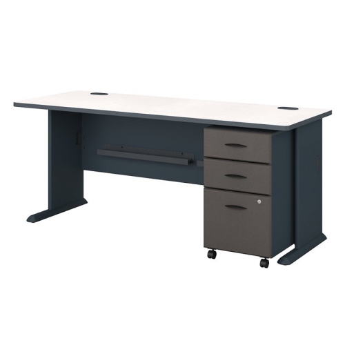 Scranton & Co 72" Desk with Mobile File Cabinet in Slate